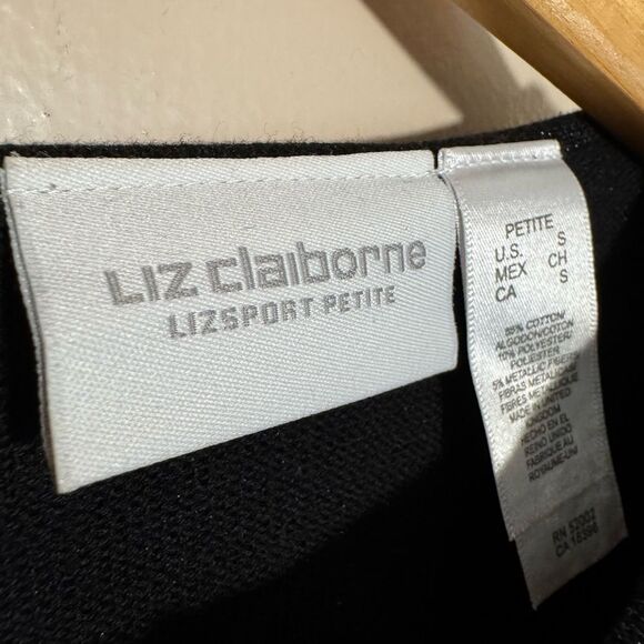 Black Liz Claiborne Sport Sparkly Cardigan Size SP EUC - Picture 6 of 6